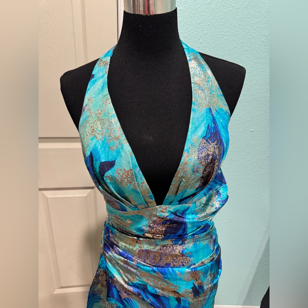 RAMY BROOK Hughes V-neck Midi Dress In Blue Floral NWT - Picture 2 of 7